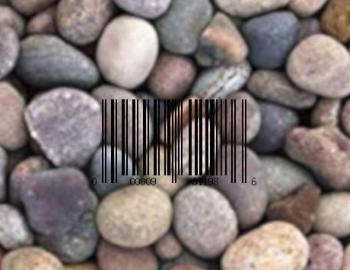 more complex barcode on a rock