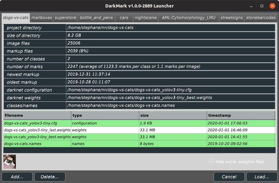 DarkMark project launcher screenshot